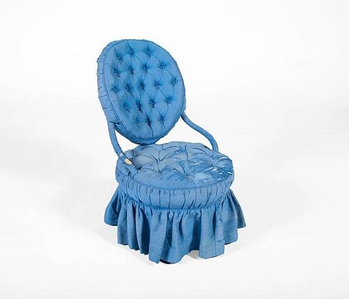 Victorian Button-Tufted Blue Upholstered Child's Chair