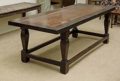 Continental Provincial Mahogany and Stained Hardwood Farm Table, Possibly Flemish