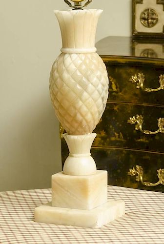 Pineapple-Form Carved Alabaster Lamp