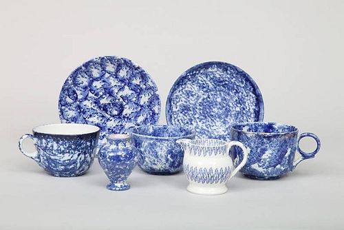 Assorted Group of Modern Blue Spongeware
