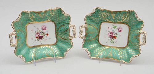 Pair of English Porcelain Two-Handled Dishes