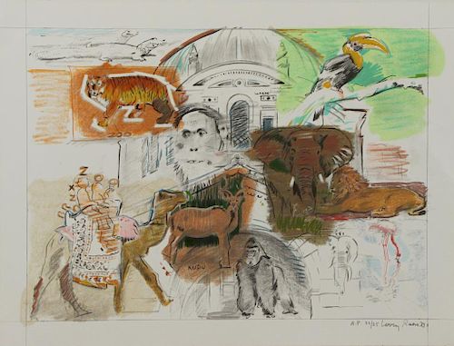 RIVERS, Larry. Lithograph. "Bronx Zoo" 1983