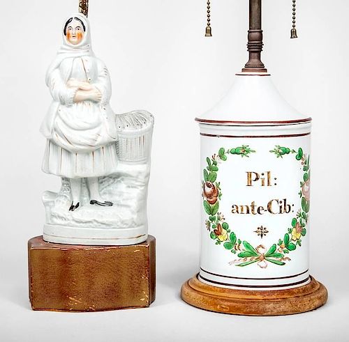 Porcelain Apothecary Jar 'Pil: ante-Cib', Mounted as a Lamp
