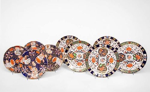 Set of Ten Mason's Patent Ironstone China Dessert Plates in the Japan Pattern