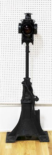 Antique Patinated Iron Standing Railroad Signal.