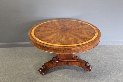 Fine Antique Banded Mahogany Pedestal Table.