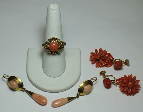 JEWELRY. Assorted Gold and Coral Jewelry.