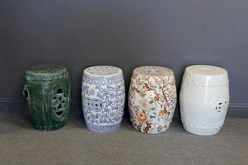 Lot Of 4 Vintage Porcelain Chinese Garden Stools