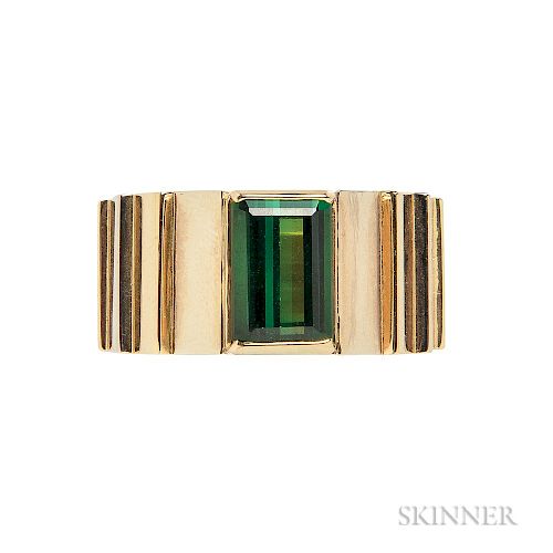 14kt Gold and Green Tourmaline Ring