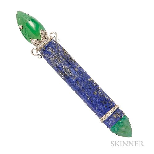 Art Deco Lapis and Dyed Green Chalcedony Perfume