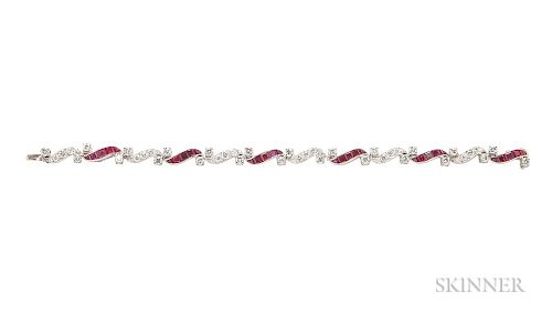 Platinum, Ruby, and Diamond Bracelet, Attributed to Oscar Heyman