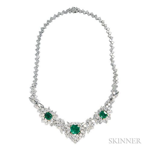 18kt Gold, Emerald, and Diamond Necklace