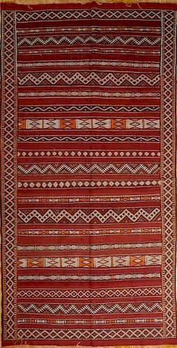Turcoman Wine Red-Ground Flatweave Carpet