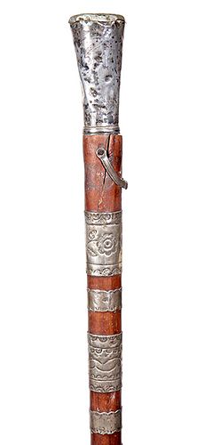 141. Spanish Vara Chieftain Cane- late 18th century- Prime example of this genre, these canes were given to south American Indians by Spanish colonial