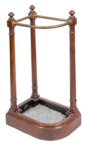 233. Fruitwood and Brass Corner Cane Stand- Ca. 1890- 13” x 8” x 30” $300-$500