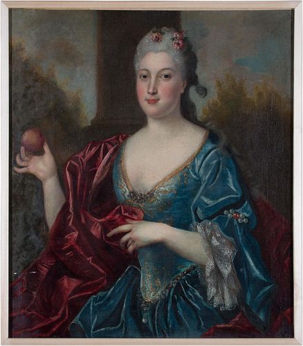 Continental Portrait of Woman with Apple, 18th century