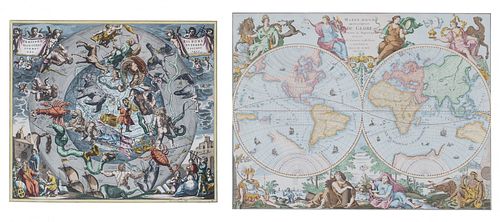 Two 17th Century Maps, Astrological and Terrestrial