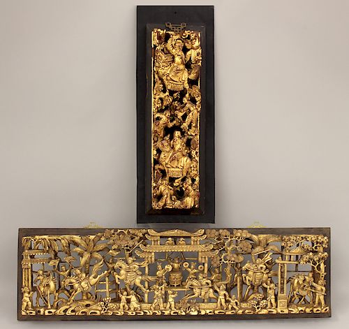 (2) CHINESE CARVED AND GILDED ARCHITECTURAL FRAGMENTS