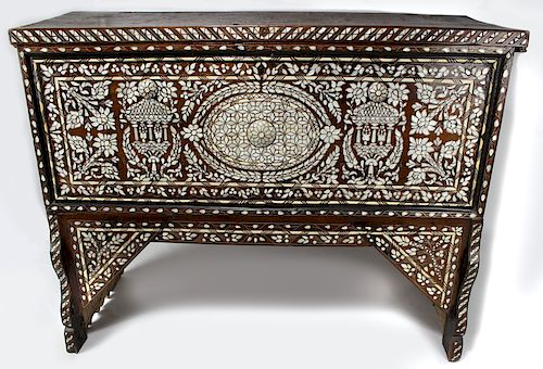 ANTIQUE SYRIAN MOTHER-OF-PEARL INLAID CHEST