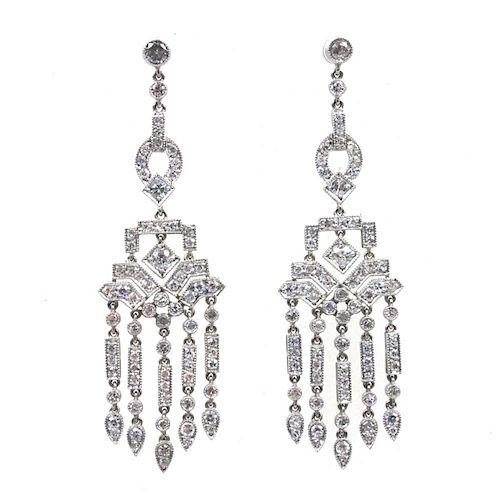 Art Deco Diamond Platinum Chandelier Earrings