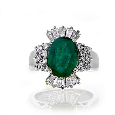 2.92 ct. Emerald & 0.86 ct. Diamond Ring