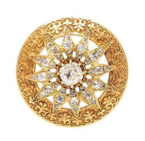 A Victorian 18 Karat Yellow Gold and Diamond Brooch, 9.75 dwts.