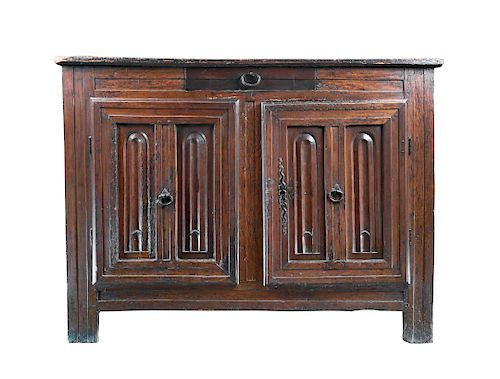 Two Door Continental Walnut Cabinet, Late 17th Century