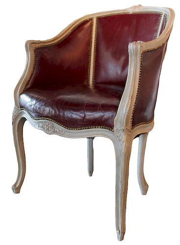 A Louis XVth Style Leather Bergere Chair, c. 1880