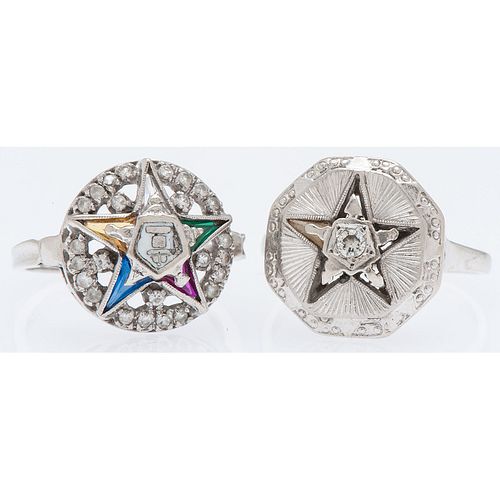 Order of the Eastern Star Rings in White Gold