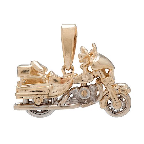 14 Karat Two-Tone Gold Motorcycle Charm