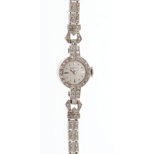 Croton Wrist Watch in 14 Karat White Gold