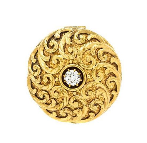 An Antique Yellow Gold and Diamond Circular Brooch, 6.40 dwts.