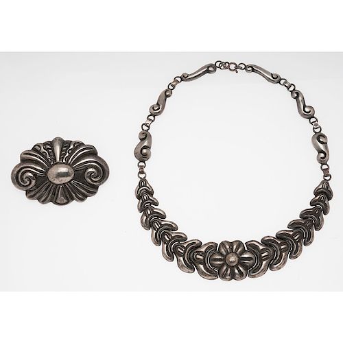 Sterling Silver M. Velazquez Necklace and Brooch