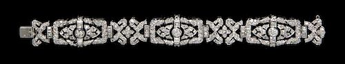An Art Deco Platinum and Diamond Bracelet, French, 32.00 dwts.