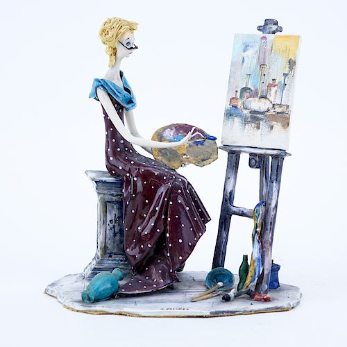 A. Colombo La Scricciolo Ceramic Figurine "Painter". 