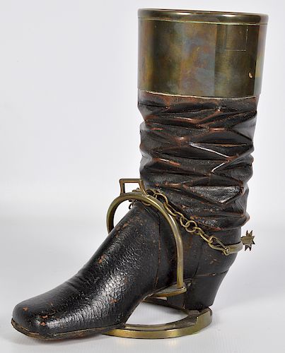 Bronze & Wood Unusual Boot & Horseshoe 'Humidor'