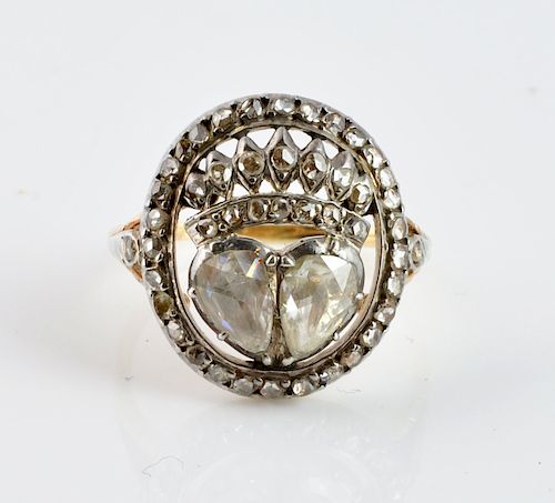 Victorian Rose-Cut Diamond Coronet & Heart Ring