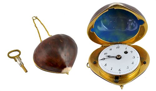 19th C. French 18Kt. Chestnut Enamel Verge Watch