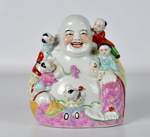 20th C. Chinese Porcelain Buddha & Children Figure