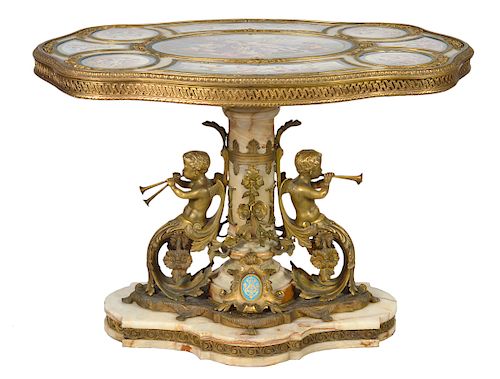 Sevres French Gilt Bronze & Porcelain Center Table
