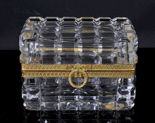 French Crystal Box with Gilt Bronze Mountings