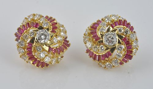 Kutchinsky of London 18kt. Diamond & Ruby Earrings
