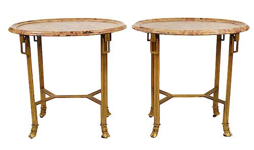Pr. 19/20th C. French Gilded Marble Top Tables