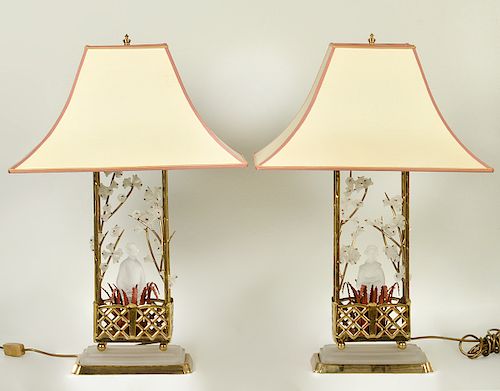 Pr. Chinoiserie Crystal & Bronze Table Lamps