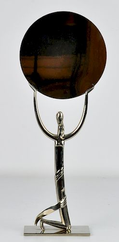Franz Hagenauer Nickel Plated Brass Table Mirror