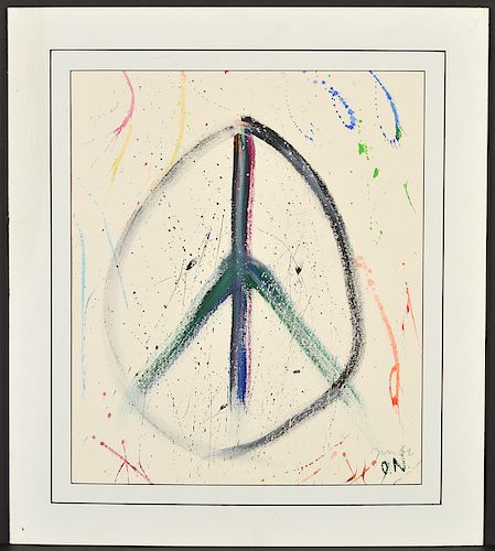 Signed Jim Dine "Peace" Watercolor