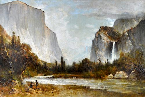 Large Thomas Hill "Yosemite Valley" Oil on Canvas