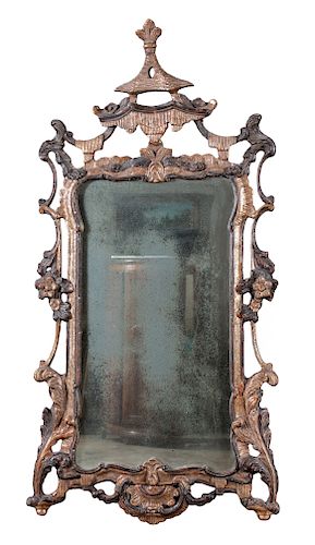 19th Century Carved Continental Chinoise Gilt Mirror