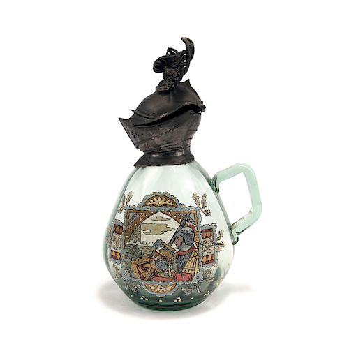 Jug with pewter lid, c1885