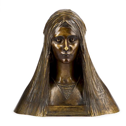 Symbolist 'La Tristesse' bust, c1900